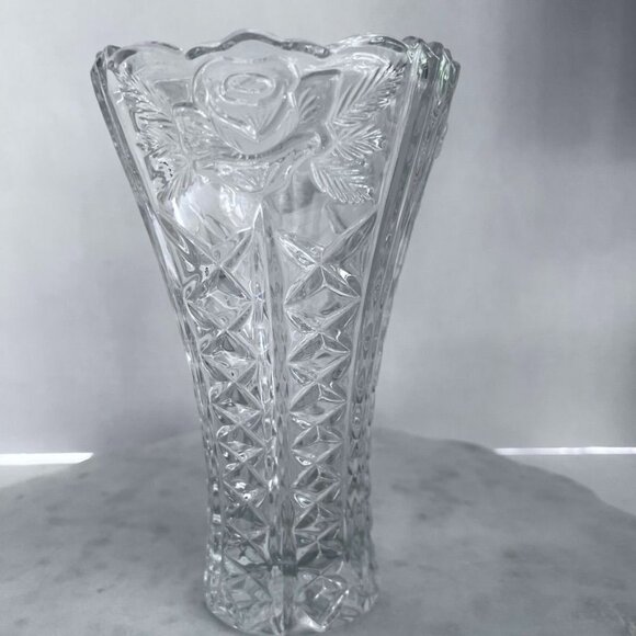 Vtg AnnaHutte (Glassworks) Lead Crystal Vase Roses 9.5" Dorsette Studios Germany - Picture 11 of 13